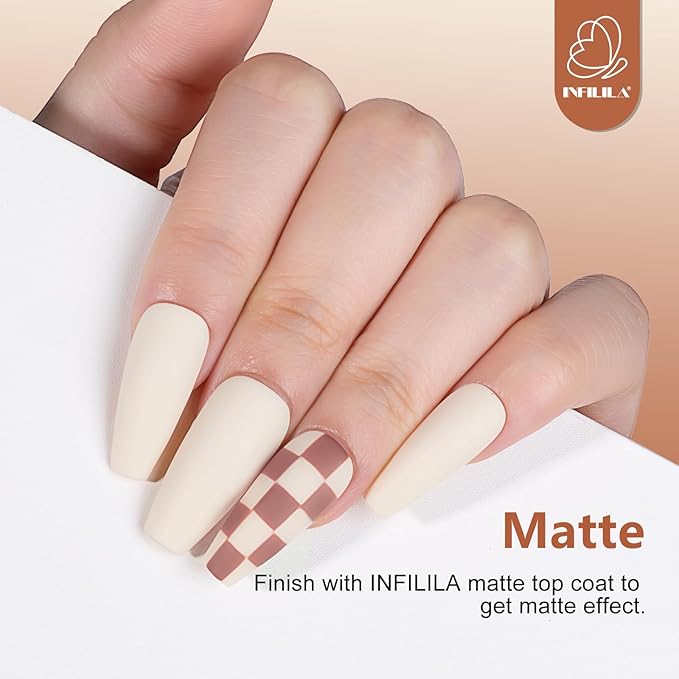 NXJ INFILILA Brown Gel Nail Polish, 15ml 0.51oz Cream Brown Gel Polish One-Stroke Coloring, Hema Free Light Color High Gloss Soak Off UV Manicure Salon DIY for Girls SQ017