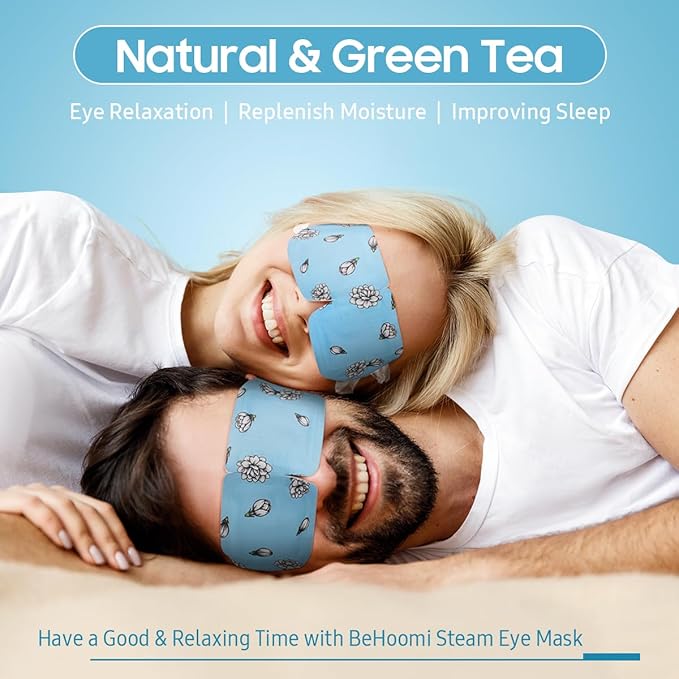 BeHoomi 20 Packs Steam Eye Mask, Heated Eye Mask Warm Compress for Eyes, Disposable Self Heating Steam Mask Sleep, Spa, Travel Essentials & Relaxation Gifts for Women, Stocking Stuffers (Jasmine)