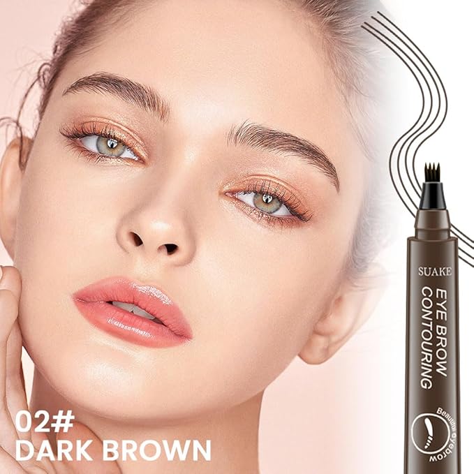 Kaely 2Pcs Light Dark Brown Eyebrow Pencils for Women, 4 Tip Magical Precise Waterproof Brow Pen, Microblading Eyebrow Contouring Pen, lapiz de cejas 3d Eye Brow Gel, 24h Smudge Proof,01+02