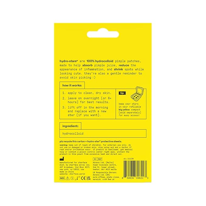 Starface Hydro-Stars BIG PACK, Hydrocolloid Pimple Patches, Absorb Fluid and Reduce Redness, Cute Star Shape, Cruelty-Free Skincare (96 Count)