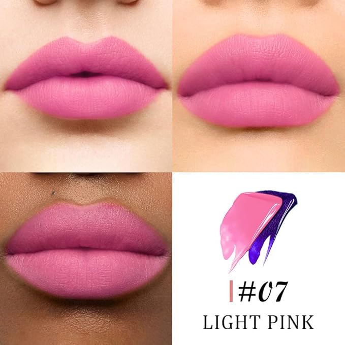 evpct Light Pink Peel Off Lip Stain Tints with Tweezer, Matte Lipstick Lip Stain Gloss Long Lasting Waterproof for Women, Non-stick Cup Lipstick Peel Off High Pigmented 24 Hrs Original Lips Stains, 07