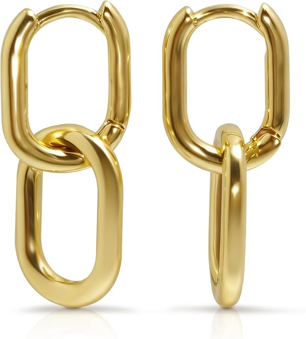 Gold Earrings for Women Trendy, Chunky Gold Huggie Stud Hoop Hypoallergenic Earrings, Jewelry Gifts for Best Friend