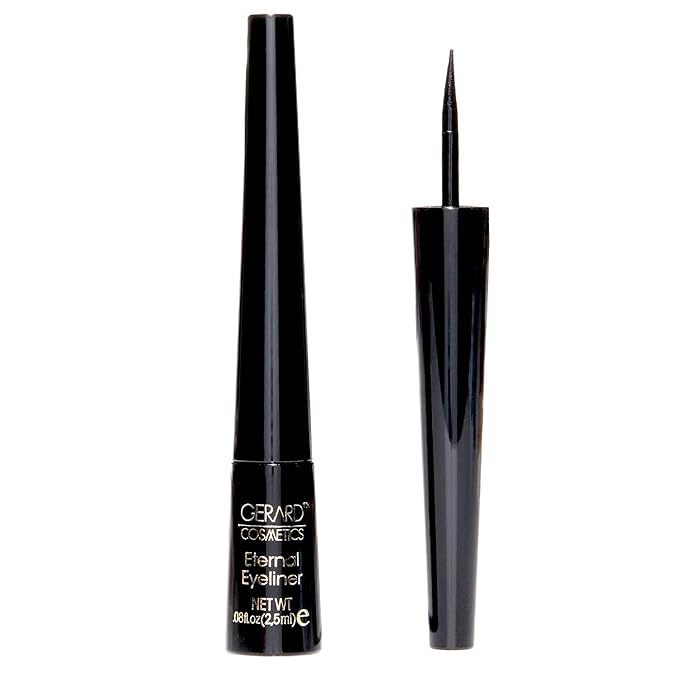 Gerard Cosmetics Eternal Eyeliner, Ultra Black Liquid Eyeliner with Fine Precision Tip Applicator, Extended Long Wear, Cruelty Free, Waterproof Smudge Proof Eyeliner