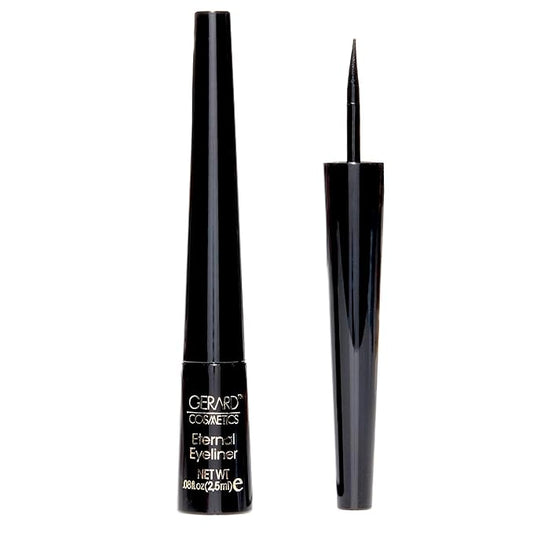 Gerard Cosmetics Eternal Eyeliner, Ultra Black Liquid Eyeliner with Fine Precision Tip Applicator, Extended Long Wear, Cruelty Free, Waterproof Smudge Proof Eyeliner
