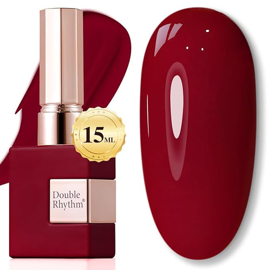Double Rhythm 15ML Gel Polish Pure Sheer Same Color Same Bottle Soak Off Gel Polish Art Manicure Salon DIY at Home Gifts for Girls Women (Burgundy Red-A1452)