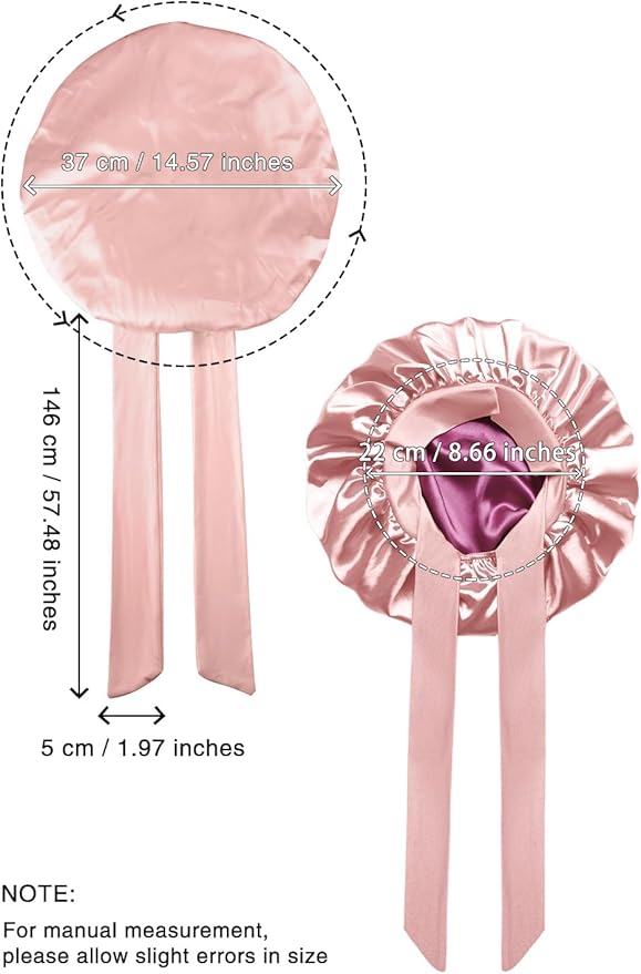 Double Layer Silk Bonnet with Tie Satin Lined Sleep Cap Hair Cover for Women's Curly Natural Hair