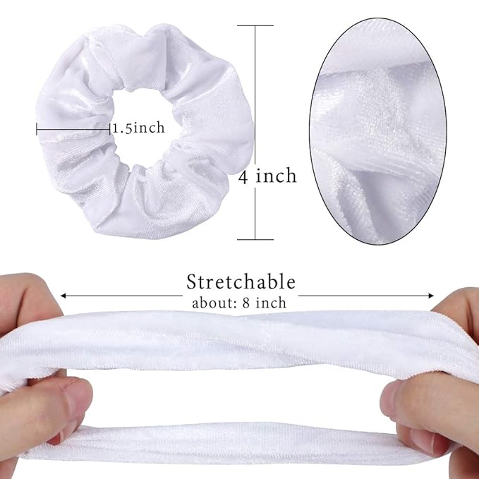 Didder 20 Pcs Hair Scrunchies Velvet Elastics Scrunchy Hair Ties White Soft Scrunchie Bobbles Ropes Scrunchie Solid color Hair Bands for Women Girls