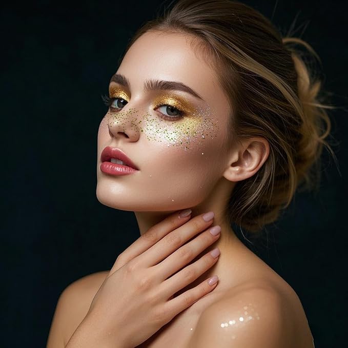 Glow in The Dark Face Makeup Patches Glitter Freckles Face Tattoo Glitter Freckles Sparkle Makeup Patches Dot Face Glitter Speckles Patches for Women