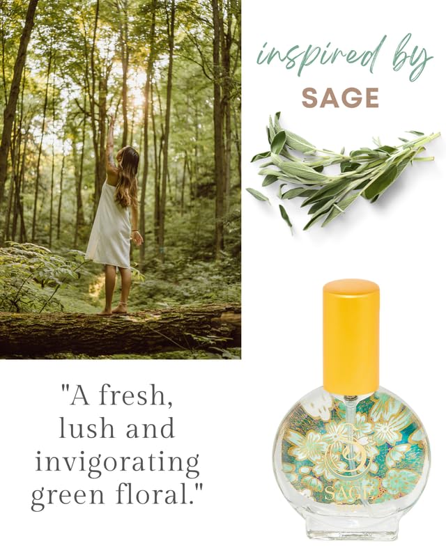 The Sage Lifestyle Sage Mini Spray, Cucumber, White Sage, Tonka Bean, Sweet Pea, Egyptian Musk, Perfume for Women, Long Lasting, Fragrance, Clean, Parfum, 1/2 oz, Travel Size, Mini Perfume for Women
