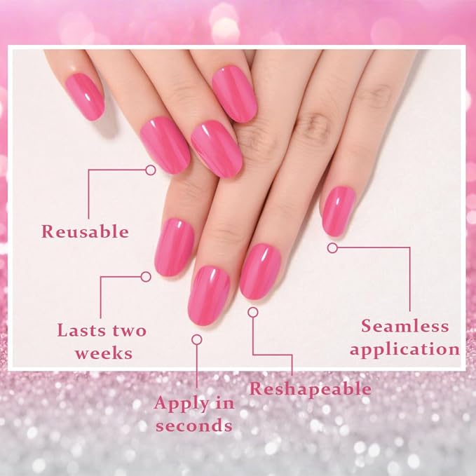evpct Rose Red Medium Oval Glossy Press on Nails for Women Gift, Glossy Rose Red Fake Nail with Nail Kit Manicure Kit, Soft Gel Full Cover Reusable Stick on Soft Acrylic False Nails Perfectly Fit