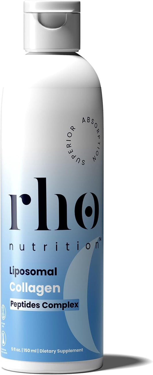 Rho Nutrition Liposomal Collagen Peptides - High-Absorption Liquid Collagen Supplement - Supports Skin Elasticity, Joint Health, and Overall Vitality for Healthy Aging, 5 fl oz