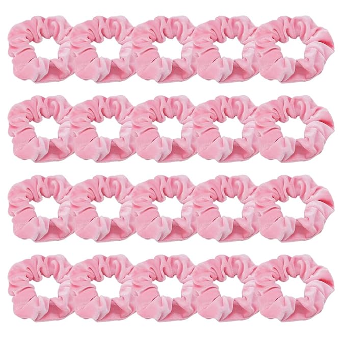 Didder 20 Pcs Pink Velvet Scrunchies, Soft Hair Ties for Women Girls Elastic Bobbles Ropes Scrunchie, Cute Hair Accessories for Daily Use
