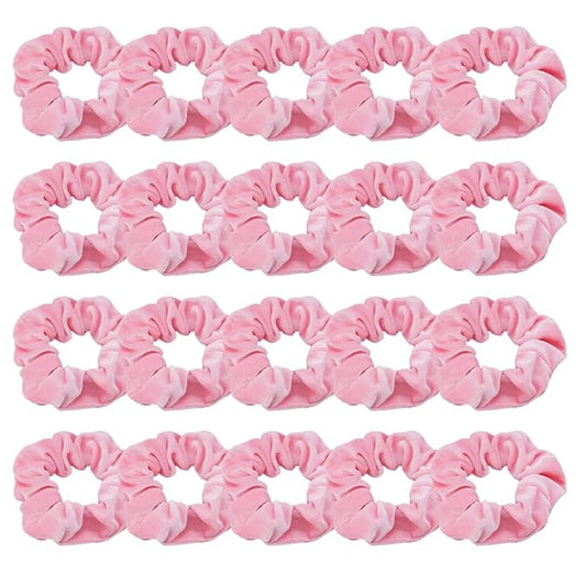 Didder 20 Pcs Pink Velvet Scrunchies, Soft Hair Ties for Women Girls Elastic Bobbles Ropes Scrunchie, Cute Hair Accessories for Daily Use