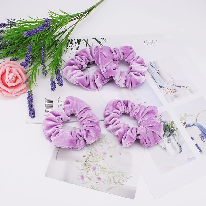 Didder 20 Pcs Light Purple Velvet Scrunchies, Soft Hair Ties for Women Girls, Hair Accessories