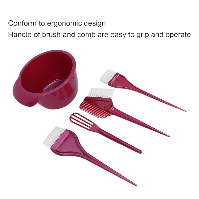 Ymiko Hair Bleach Kit, Professional Hair Dye Coloring Kit with Coloring Comb for Home and Salon Use (Burgundy)