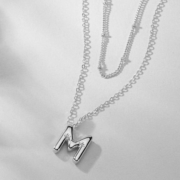 PANSHI Gold Initial Necklaces Gifts for Teen Girls Women Girlfriend Teen Girl Gifts Trendy Stuff Layered Bubble Letter Necklace Gold Jewelry Birthday Gift