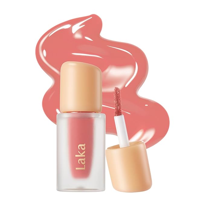 Laka Fruity Glam Lip Tint Mini, 1.9g/0.07oz, Glowing Lip Stain with Wide Color Spectrum, Hydrating & Lightweight Texture, Long-Lasting Bold Stain, Non-Sticky, Vegan, K-Beauty (#132 Lolly)