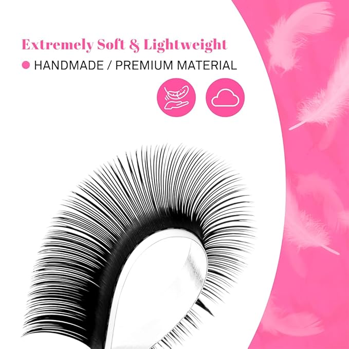 TDANCE Cashmere Lash Extensions Super Soft Classic Lash Extension 0.05mm Thickness D Curl Single Length 17mm Volume Lash Extensions for Professional Salon Use(0.05-D,17mm)