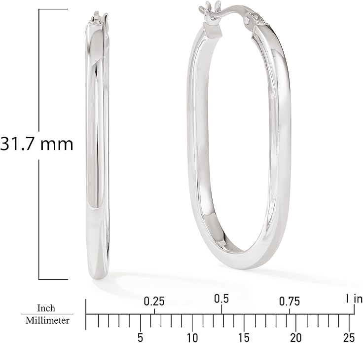 Gold Oval Tube Hoop Earrings for Women – High Polish Finish, Lightweight Hollow Design, 10K or 14K Real Gold