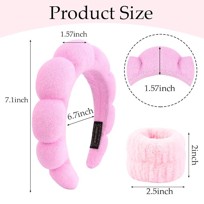 Aprince Spa Headbands and Wristbands Set Bulk 27Pcs, Terry Cloth Headbands for Washing Face, Skincare Makeup Headband for Women Girls, Puffy Padded Cloud Headband Soft Absorbent Wrist Towels