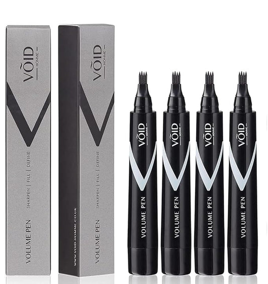 VOID Homme Beard Pen Filler for Men (Pack of 4) Instant Beard Pen & Filler Beard Pencil, Easy Beard Pen Liner, Beard Filler Pen for Beard Filling Pen Kit & Beard Marker, Waterproof Pen (Black)