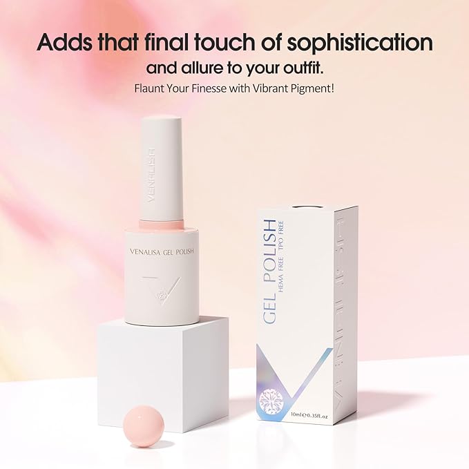 VENALISA Light Pink Gel Nail Polish, 1 Pcs Baby Pink Gel Polish Soft Pastel Color High Gloss Soak Off U V Nail Manicure Salon and DIY at Home Gifts for Women