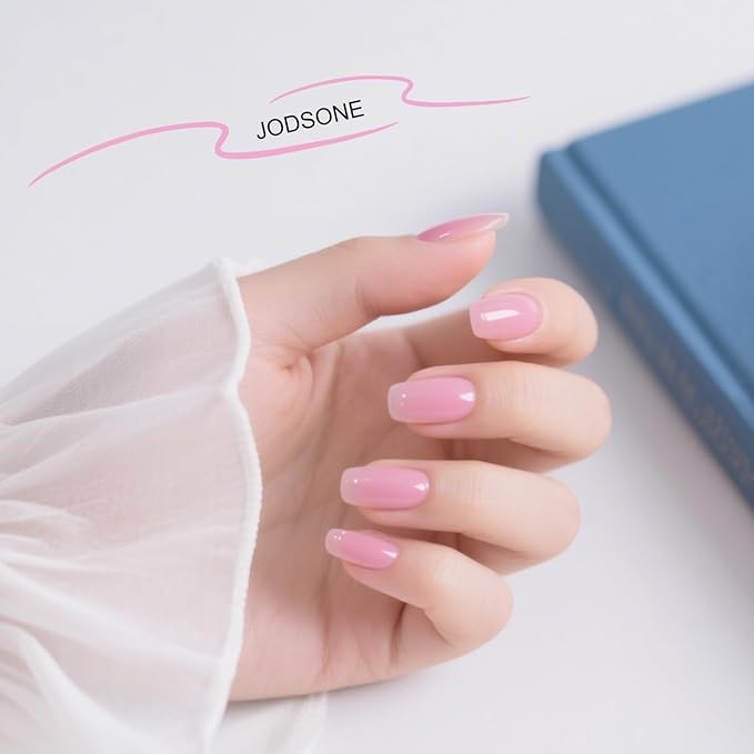 JODSONE Crystal Pink Gel Nail Polish 10ml Jelly Gel Polish Clear Nude Pink Nail Color Professional Finish Long-Lasting Low Odor Need U V Lamp Curing