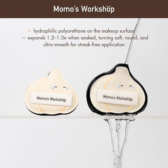 Crying Garlic Makeup Sponge 2-Pack, Hydrophilic PU for Sheer Finish, Dry&Wet Use,Pointed Tip for Concealer & Flat Side for Foundation, Flawless Sheer Finish with Travel Case