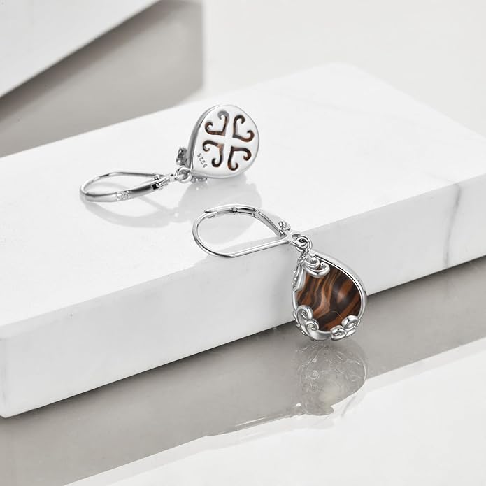 POPLYKE Celtic Filigree Teardrop Drop Dangle Earrings Sterling Silver Leverback Earrings Jewelry for Women