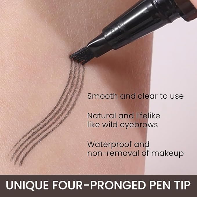 Kaely Eyebrow Pencils for Women, 4 Tip Magical Precise Waterproof Brow Pen, Microblading Eyebrow Contouring Pen, lapiz de cejas 3d Eye Brow Gel, 24h Smudge Proof,03 Black Brown
