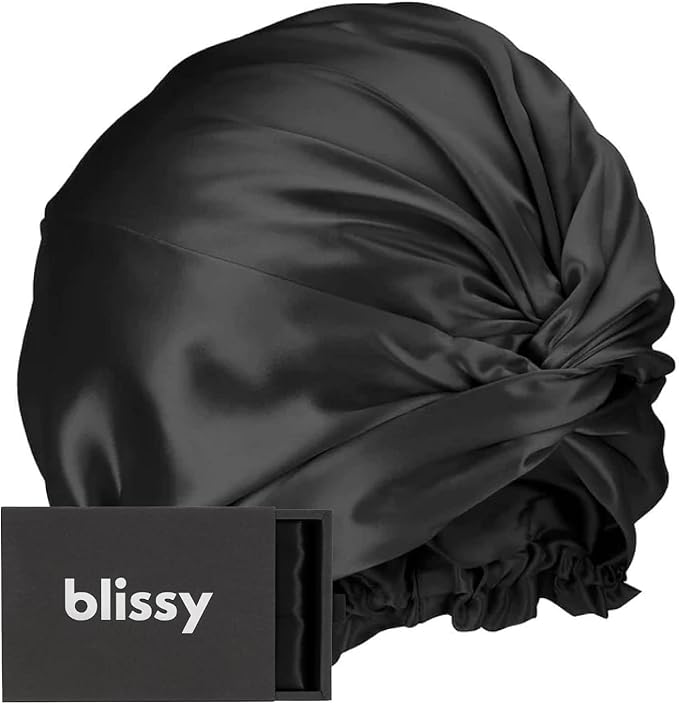 BLISSY Silk Bonnet For Sleeping For Long And Curly Hair - 100% Pure Mulberry Silk 22 Momme 6a High-grade Fibers