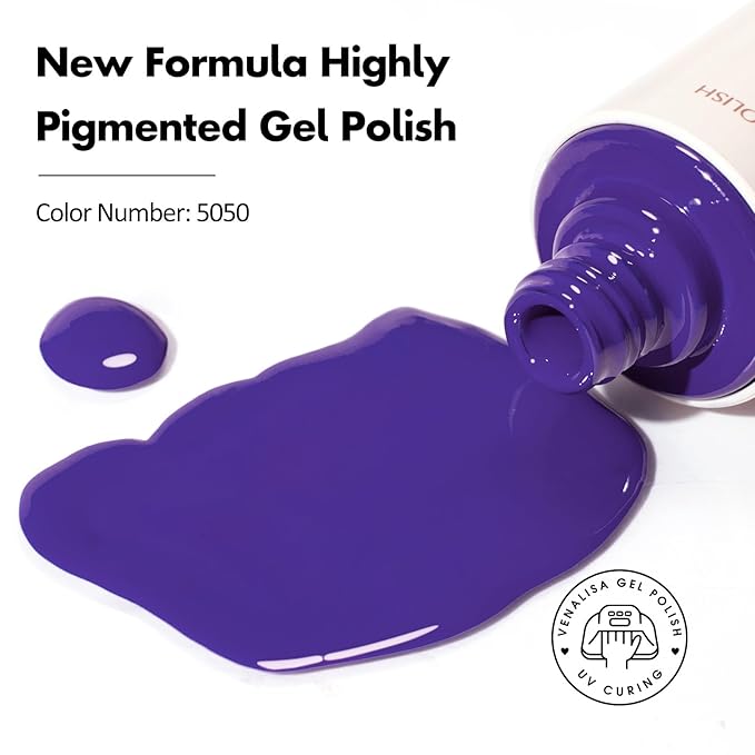 VENALISA Puple Gel Nail Polish, 1 Pcs Dark Puple Gel Polish Deep Color High Gloss Soak Off U V Nail Manicure Salon and DIY at Home Gifts for Women