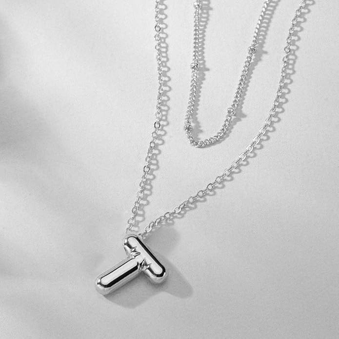 PANSHI Gold Initial Necklaces Gifts for Teen Girls Women Girlfriend Teen Girl Gifts Trendy Stuff Layered Bubble Letter Necklace Gold Jewelry Birthday Gift