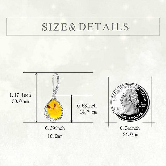 POPLYKE Celtic Filigree Teardrop Drop Dangle Earrings Sterling Silver Leverback Earrings Jewelry for Women