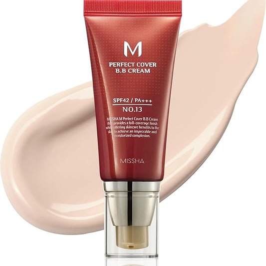 MISSHA M Perfect Cover BB Cream No.13 Bright Beige - Fair with Cool Undertone SPF 42 PA +++ 1.69 Fl Oz - Tinted Moisturizer with SPF