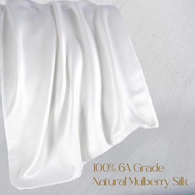 ZIMASILK 100% Pure Mulberry Silk Pillowcase for Hair and Skin Health,Soft and Smooth,Both Sides Premium Grade 6A Silk,600 Thread Count,with Hidden Zipper,1pc(Toddler 13''x18'',White)