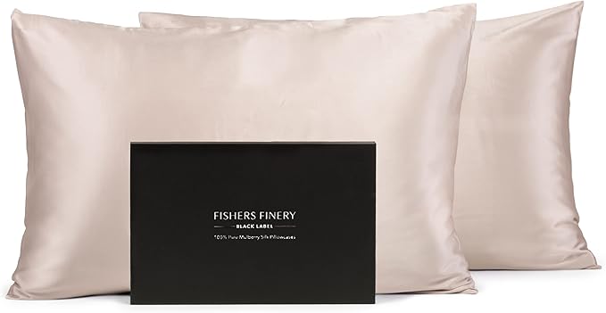 Fishers Finery 30mm 100% Pure Mulberry Silk Pillowcase Set, Quality Tested (Taupe, Queen, 2 Pack)
