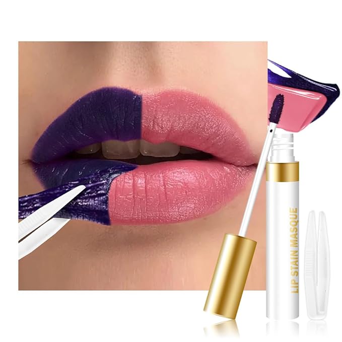 evpct Chestnut Brown Peel Off Lip Stain Tints with Tweezer, Matte Lipstick Lip Stain Long Lasting Waterproof for Women, Non-stick Cup Lipstick Peel Off High Pigmented 24 Hrs Original Lips Stains, 03