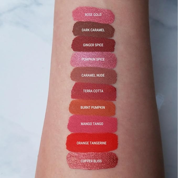 Aromi Rose Gold Metallic Liquid Lipstick | Peachy Pink, Coral Lip Color with Shimmery Finish, Vegan, Cruelty-free, Long-Lasting, Smudge Proof, Handmade (Rose Gold)