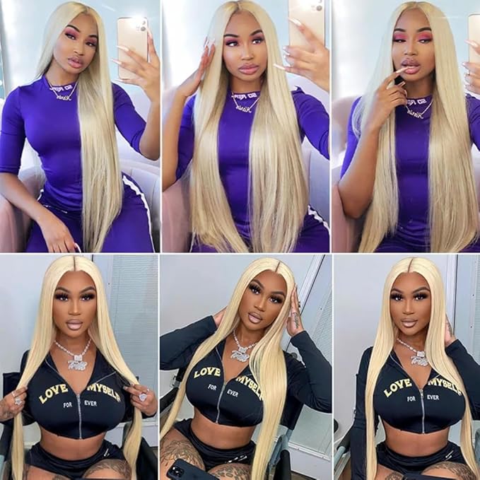 613 Bundles Human Hair Straight Blonde Human Hair Bundles 100% Unprocessed 12A Brazilian Straight Bundles Hair Weave 613 Bundles 26 Inch Hair Extensions