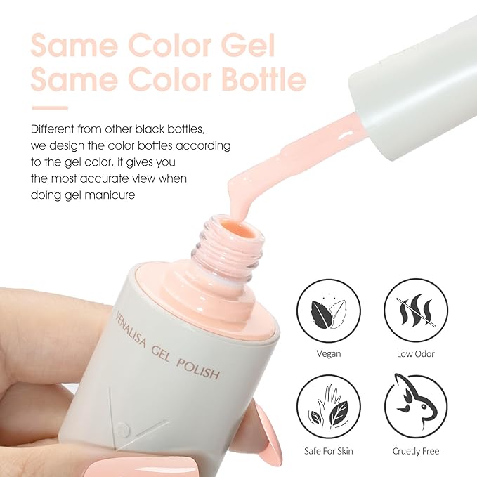 VENALISA Light Pink Gel Nail Polish, 1 Pcs Baby Pink Gel Polish Soft Pastel Color High Gloss Soak Off U V Nail Manicure Salon and DIY at Home Gifts for Women