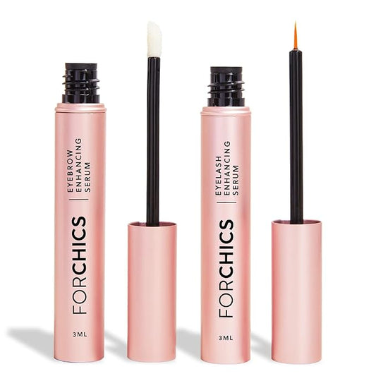 ForChics Lash & Brow Growth Bundle - Complete Eye Makeover Kit - Hormone-Free, Prostaglandin-Free Duo for Longer Lashes & Fuller Brows in 2 Weeks - Natural, Vegan [2x 3mL]