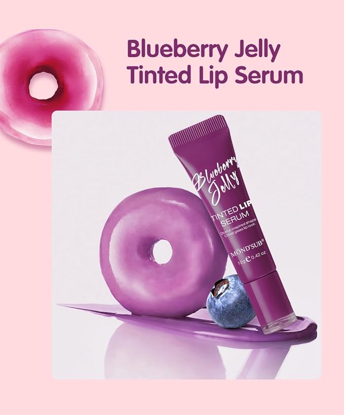 MOND'SUB Blueberry Jelly Tinted Lip Serum: Tinted Lip Balm & Lip Gloss for Women, Lip Oil-Infused Lip Balm Remedy