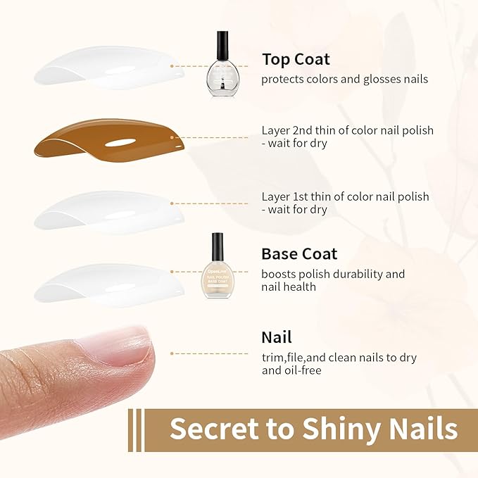 OpenLive Base and Top Coat Nail Polish Quick Dry,16.5ml Large capacity Basic Nail Polish Set Air Dry Fast, High-Glossy Shiny, No U V Light Needed for Women Salon DIY Nail Art