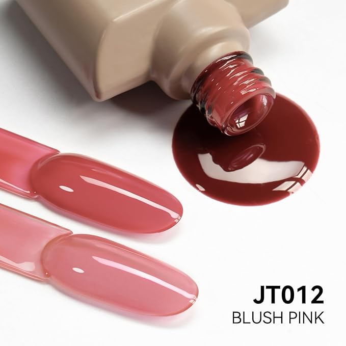 MAYCHAO Jelly Gel Nail Polish -15ML Blush Pink Gel Polish Soak Off UV LED Sheer Pink Nail Polish for DIY Manicure Home Salon Nail Art, 0.5 OZ