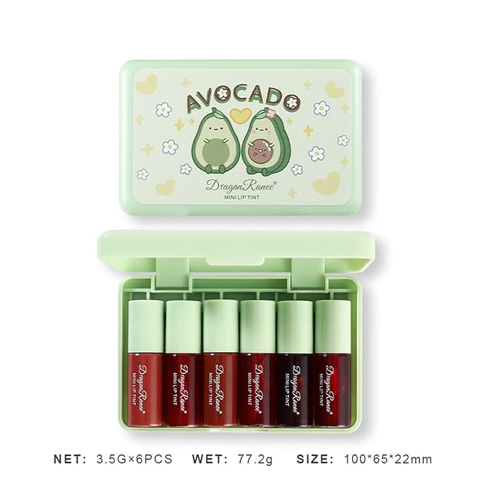 6 Colors Lip Tint Stain Set, Korean Lip Gloss, Mini Liquid Lipstick for Women, Lip Gloss Set, Lip Stain Long Lasting Waterproof, Non-Stick Cup, High Pigment, Cute Stuff, Lip Makeup