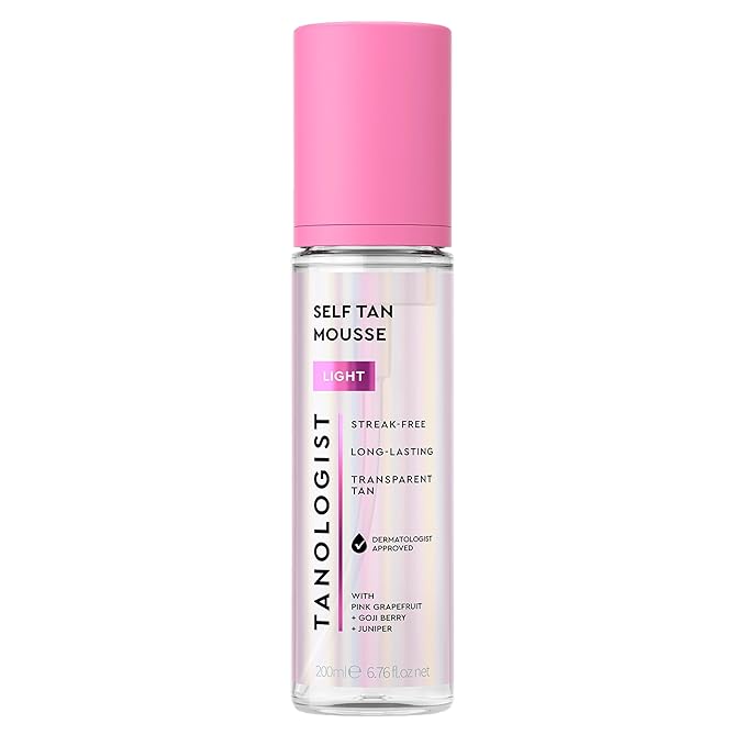 Tanologist Self Tan Mousse- Light, Fast-Developing, Transfer-Proof Clear Self Tanner for Face & Body, Smells Great, Lasts 7 Days, Natural Not Orange, Vegan Formula, 6.76 fl oz