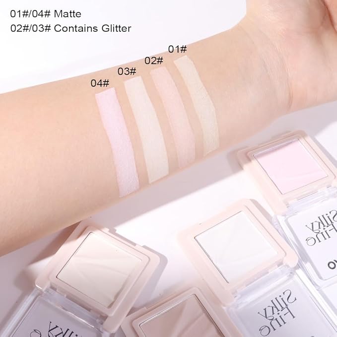 Contour & Highlighter Palette - Nude Pink Beige White Clear Natural Brightening, Non-Cakey Satin Finish for Flawless Sculpting (01# Milk Rice White)
