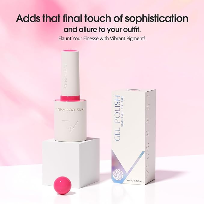 VENALISA Pink Gel Nail Polish, 1 Pcs Pink Gel Polish Color High Gloss Soak Off U V Nail Manicure Salon and DIY at Home Gifts for Women