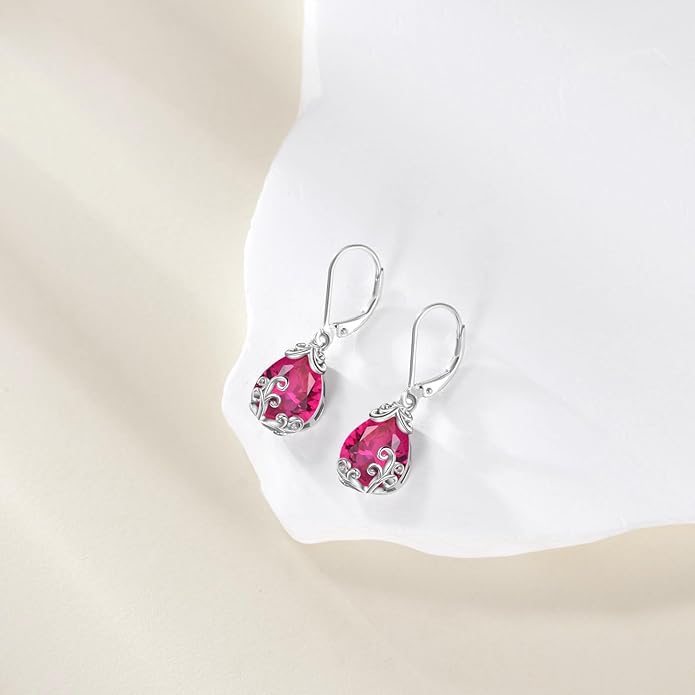 POPLYKE Celtic Filigree Teardrop Drop Dangle Earrings Sterling Silver Leverback Earrings Jewelry for Women